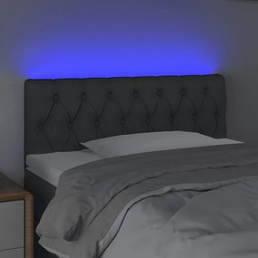 sötétszürke szövet LED-es fejtámla 90 x 7 x 78/88 cm