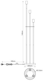 Globo 54008-3S - Állólámpa MARTHA 3xE27/60W/230V