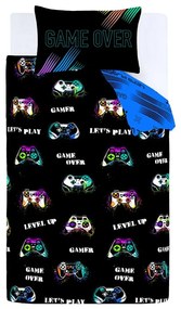 Fekete kétszemélyes gyerek ágyneműhuzat 200x200 cm Game Over – Catherine Lansfield