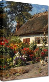 Vászonkép 20x30 Vidéki házikó virágokkal