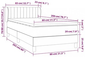 sötétszürke szövet rugós ágy matraccal 80 x 200 cm