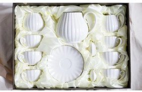 Fehér porcelán kávészett, 15 részes