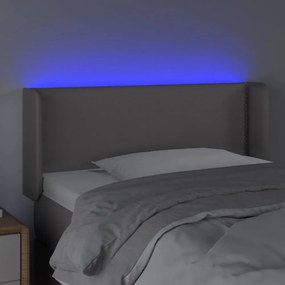 szürke műbőr LED-es fejtámla szárnyakkal 93x16x78/88 cm