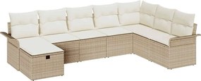vidaXL Kerti Kanapé Szett párnával 8 pcs Beige és krém polirattan