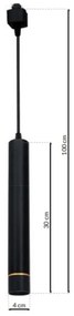 LED Csillár zsinóron sínrendszerbe TRACK PENDANT LED/3W/230V fekete