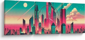 Kép – Nagyváros pop-art stílusban (órával) (90x30 cm)