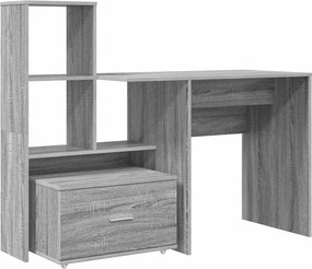 vidaXL Asztal fiókkal Szürke Sonoma 131,5 x 50 x 106,5 cm Faanyag