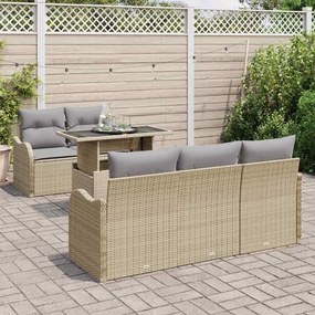 Kerti Kanapé Szett 6 pcs Bézs 100 x 55 x 73 cm Poli rattan