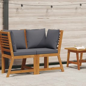 vidaXL tömör akácfa elemes sarokkanapé sötétszürke párnákkal