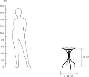 PALAZZO mozaikos kerti asztal, fehér-fekete Ø 35 cm