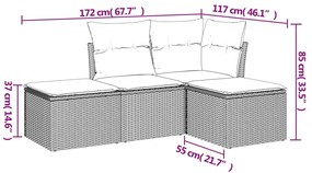 4 részes bézs polyrattan kerti ülőgarnitúra párnákkal