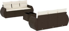 vidaXL 7 részes barna polyrattan kerti ülőgarnitúra párnákkal