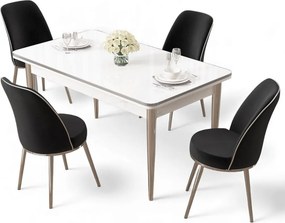 Rewa étkezőgarnitúra, fehér-króm, 110 cm – TR240CHR3044