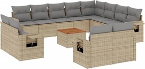 vidaXL 13 részes bézs polyrattan kerti ülőgarnitúra párnákkal