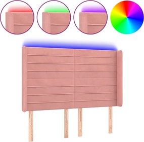 vidaXL rózsaszín bársony LED-es fejtámla 147x16x118/128 cm