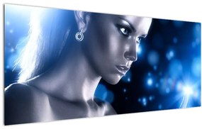 Kék csillogású nő képe (120x50 cm)