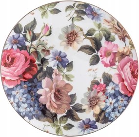 Porcelán desszertes tányér 20 cm Rózsa Virágok Krém