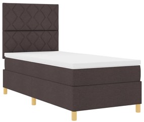 Box Spring Ágy Matraccal &amp; LED Sötét Barna 90x200 cm Szövet
