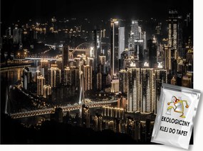 Fotótapéta Flizelina Város Éjszaka Metropolisz Felhőkarcolók 200x140 ragasztó