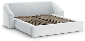 Világosszürke kárpitozott ágyneműtartós franciaágy ágyráccsal 160x200 cm Campi – Cosmopolitan Design