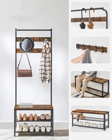 Előszobafal TAYLOR cipős szekrénnyel 180x64 cm, rusztikus barna