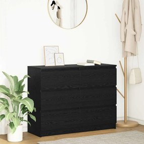 fekete tölgy szerelt fa tálalószekrény 100x35x76 cm