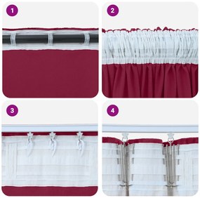 Velúr Függöny 2 db rudacsatlakozós Burgundi vörös 175x140 cm