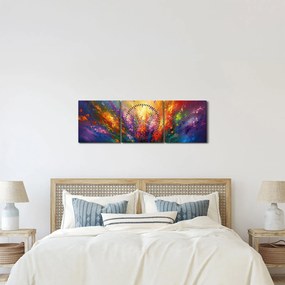 Kép - A virágok absztrakciója (órával) (90x30 cm)