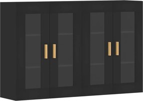 vidaXL 2 db fekete szerelt fa falra szerelhető szekrény