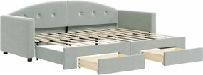 vidaXL világosszürke kihúzható bársony heverő fiókkal 80 x 200 cm