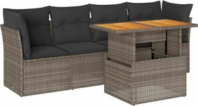 vidaXL 5 részes szürke polyrattan kerti ülőgarnitúra párnákkal