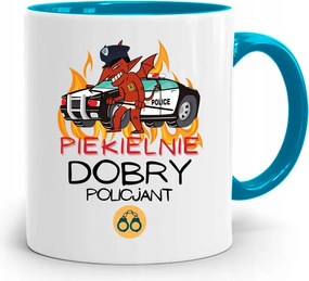 Kék Bögre Rendőrnek Pokolian Jó, fényképes nyomattal