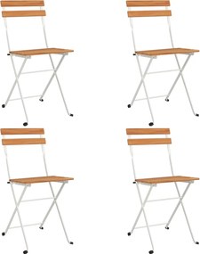 vidaXL 4 db tömör tíkfa és acél összecsukható bisztrószék