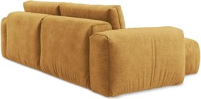 Mustársárga zsenília kinyitható sarokkanapé (bal oldali-heverő résszel) Kuki – Makamii