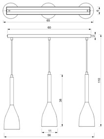 Csillár zsinóron MUZA 3xE27/60W/230V