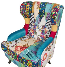 Kék kárpitozott patchwork fotel MOLDE Beliani
