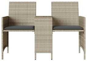 2 személyes szürke polyrattan kerti kanapé asztallal/székkel
