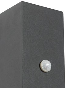 Sötétszürke fali lámpa 2 lámpával IP44 mozgásérzékelővel - Baleno