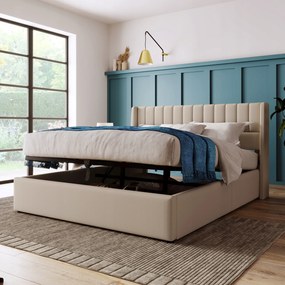 Ágy tárolórekesszel Kárpitozott ágy hidraulikus franciaágy 140x200