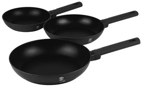 Matt fekete indukciós tapadásmentes 3 részes serpenyő szett Berlinger Haus Matte Black