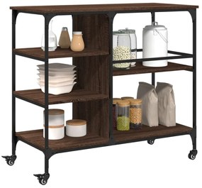 barna tölgy színű szerelt fa konyhai kocsi 100 x 45 x 89,5 cm