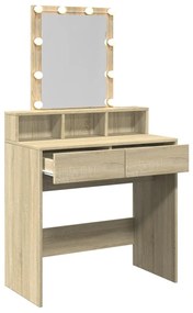sonoma tölgy színű fésülködőasztal LED-del 80 x 41 x 144,5 cm
