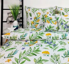 Pamut ágynemű Prémium virágok színes egzotikus levelek 140x200+70x80