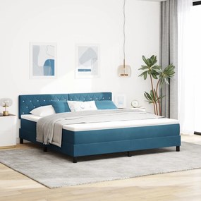 Boxspring Ágy Matrac LED-del Sötét Kék 180x200 cm Bársony