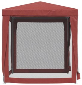 piros HDPE rendezvénysátor 4 hálós oldalfallal 2 x 2 m
