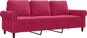 vidaXL 3 személyes bordó bársony kanapé 180 cm