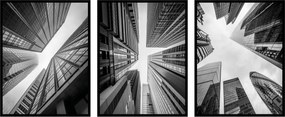 Poszterek Építészet épületek felhőkarcolók 3db 15x21cm fekete-fehér triptichon