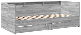 szürke sonoma kanapéágy fiókkal matrac nélkül 90x200 cm