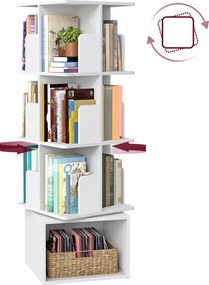 CUSTOS forgatható könyvespolc, 4 szintes tárolószekrény, felhőfehér