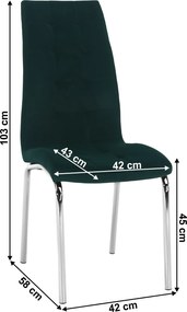 Étkezőszék, smaragd Velvet szövet/króm, GERDA NEW
